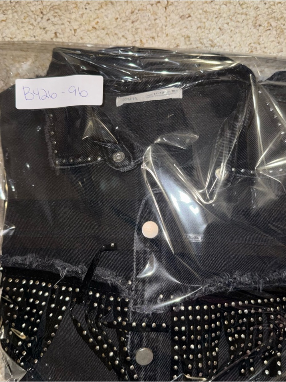 ZARA Girls Black Denim Buttun Jacket/shirt With Beaded Fringe Size 11-12 - Picture 6 of 6
